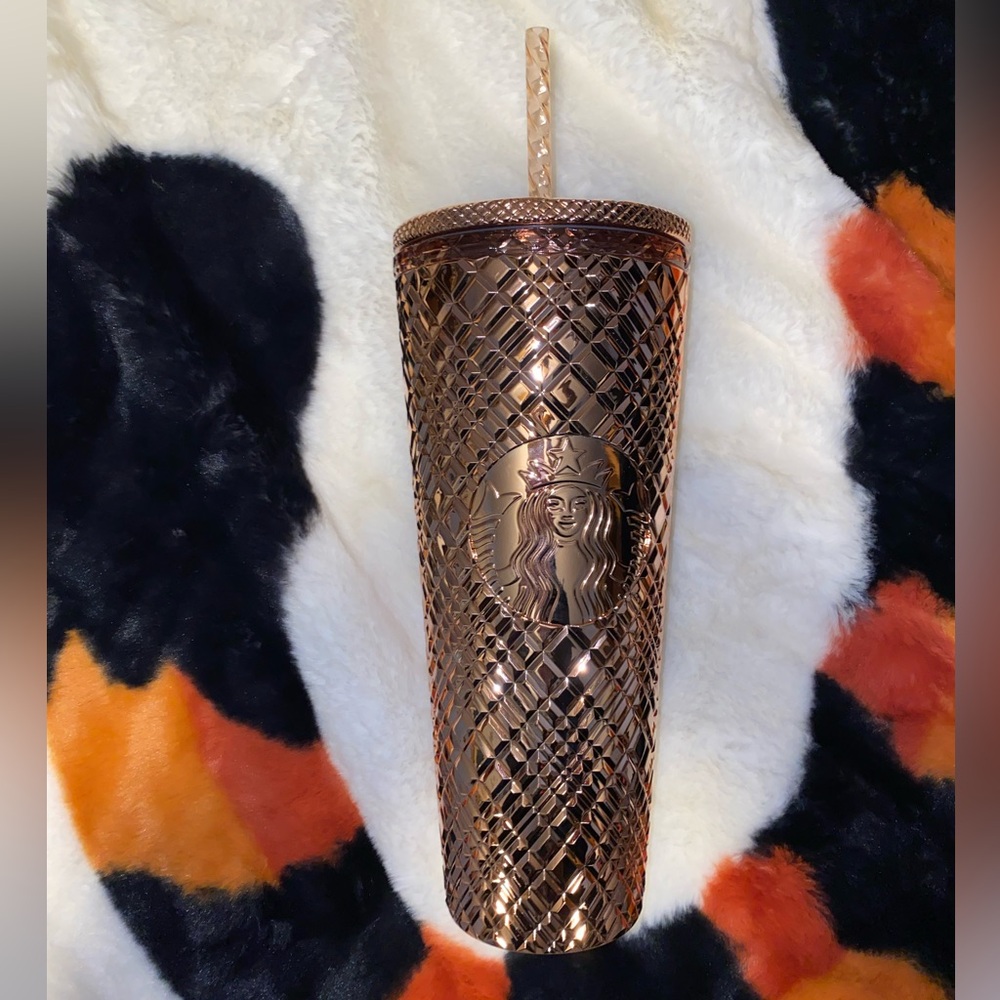 Starbucks Rose Gold Tumbler with Straw